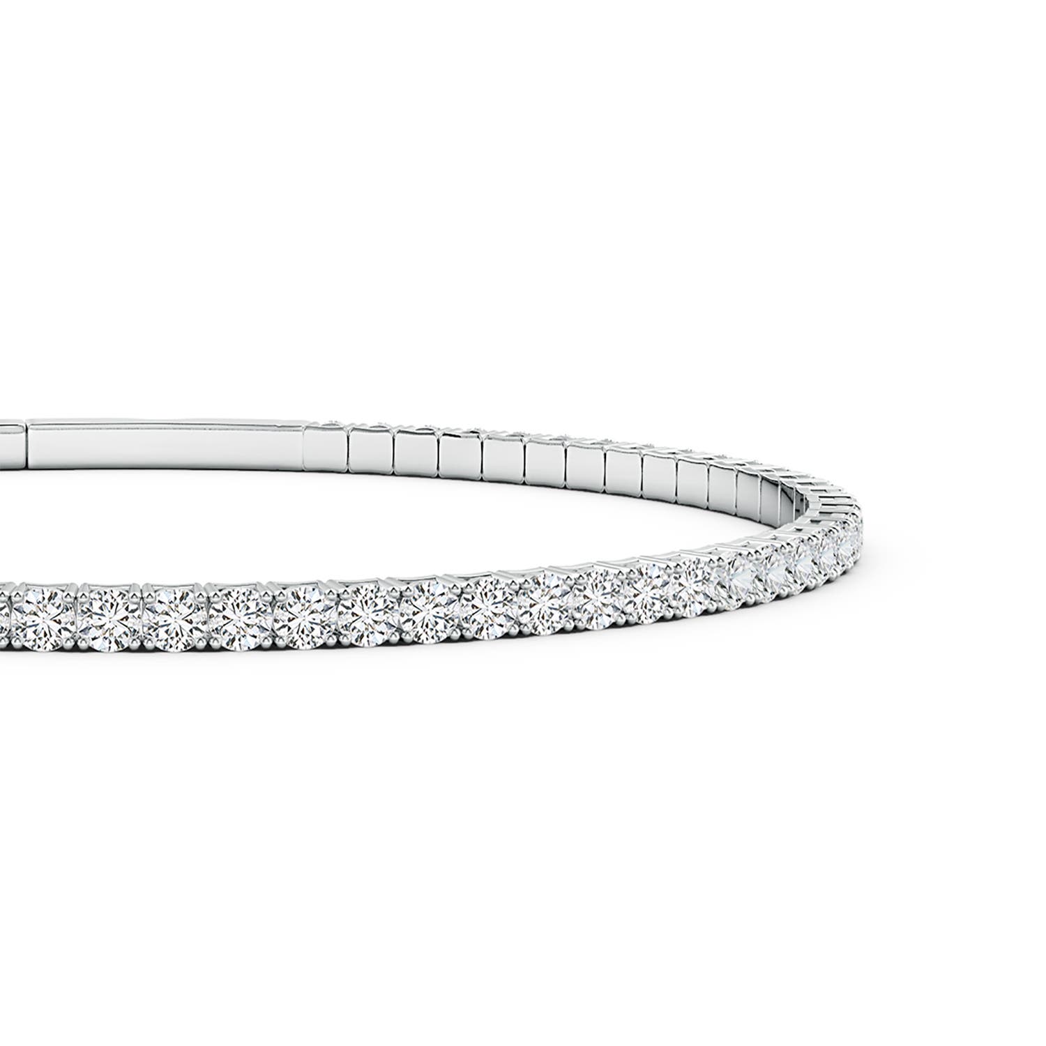 2mm HSI2 Classic Round Diamond Flex Bangle in White Gold - side 2