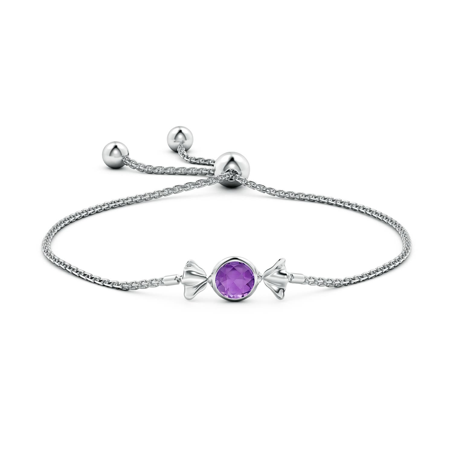6mm AA Sweet Treats Round Amethyst Candy Bracelet in S999 Silver