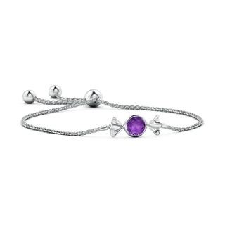 6mm AAA Sweet Treats Round Amethyst Candy Bracelet in White Gold