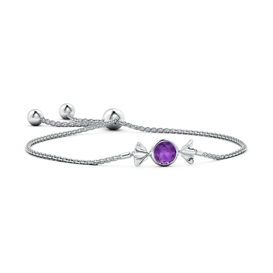 6mm AAA Sweet Treats Round Amethyst Candy Bracelet in White Gold 