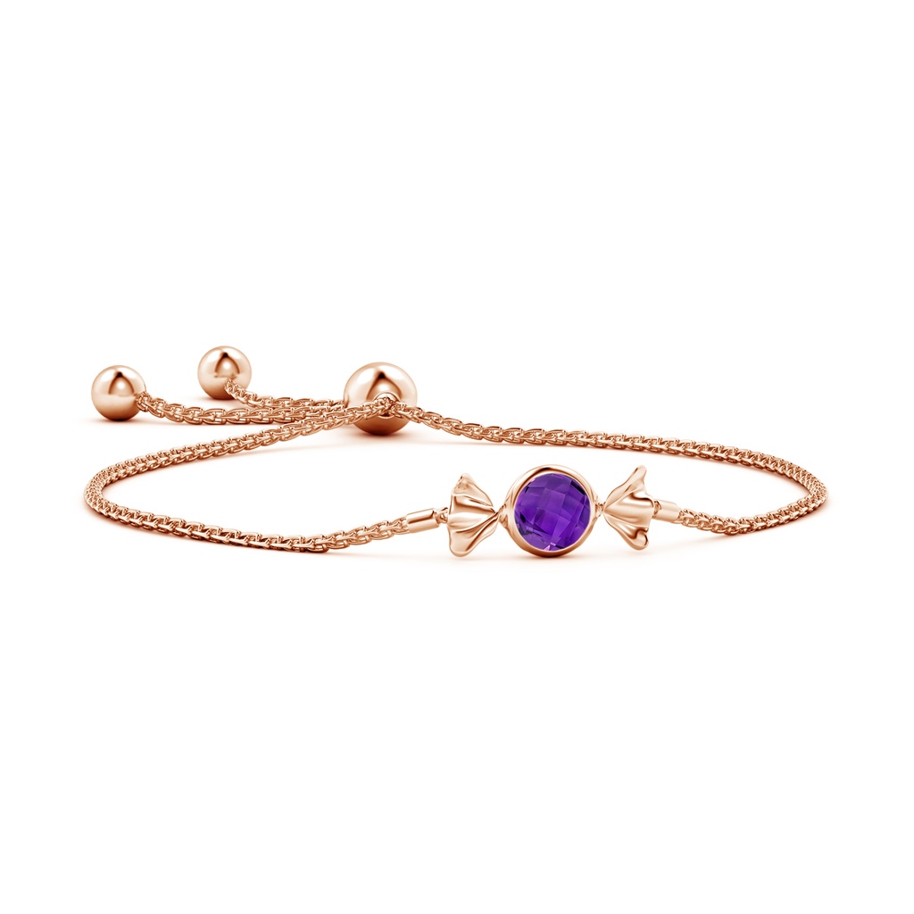 6mm AAAA Sweet Treats Round Amethyst Candy Bracelet in Rose Gold