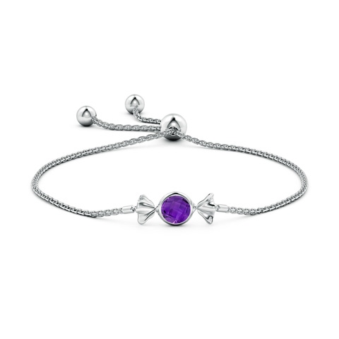 6mm AAAA Sweet Treats Round Amethyst Candy Bracelet in White Gold - side 3