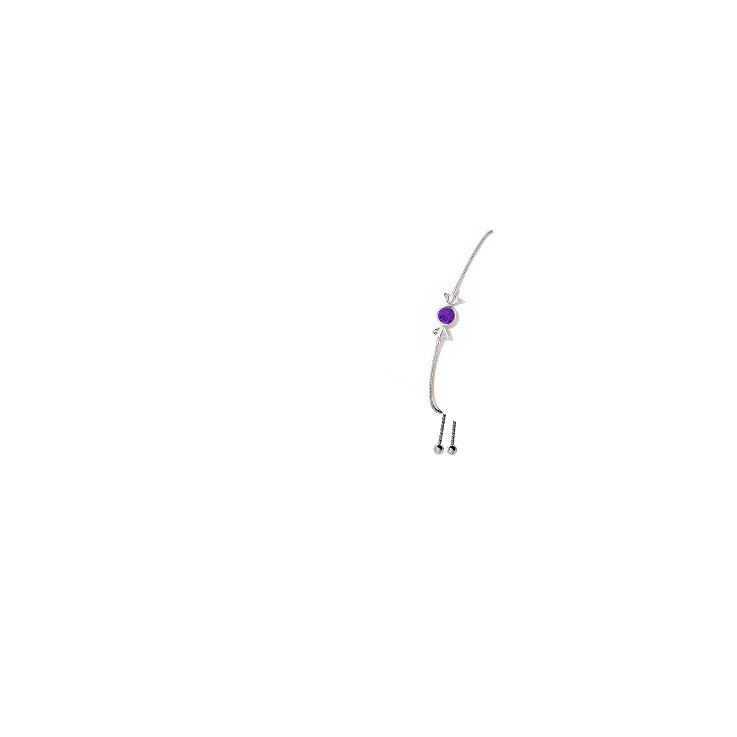 6mm AAAA Sweet Treats Round Amethyst Candy Bracelet in White Gold - body_arm