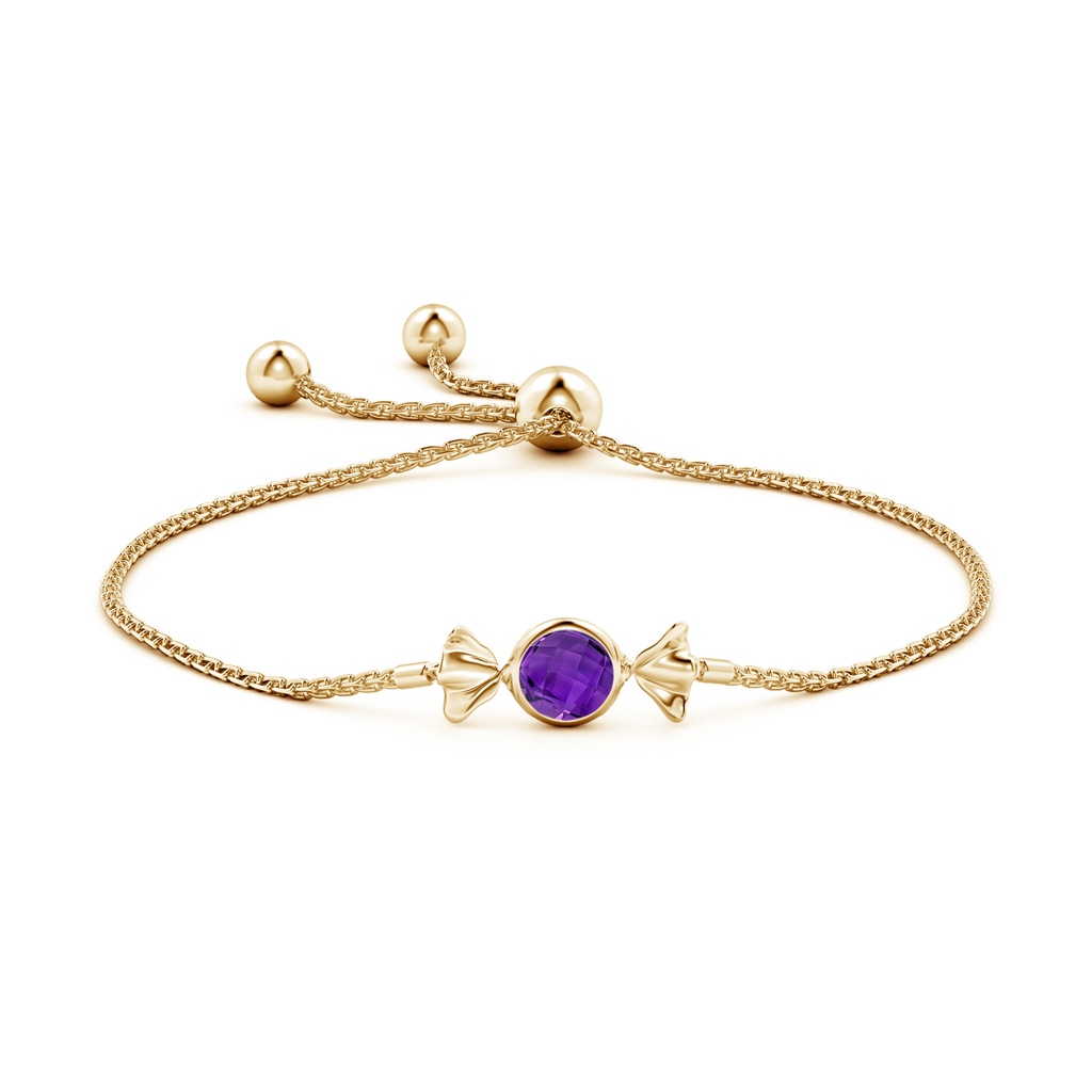 6mm AAAA Sweet Treats Round Amethyst Candy Bracelet in Yellow Gold - side 199