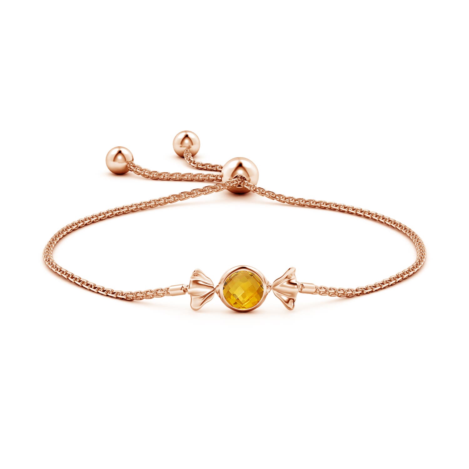 6mm AA Sweet Treats Round Citrine Candy Bracelet in Rose Gold - side 2