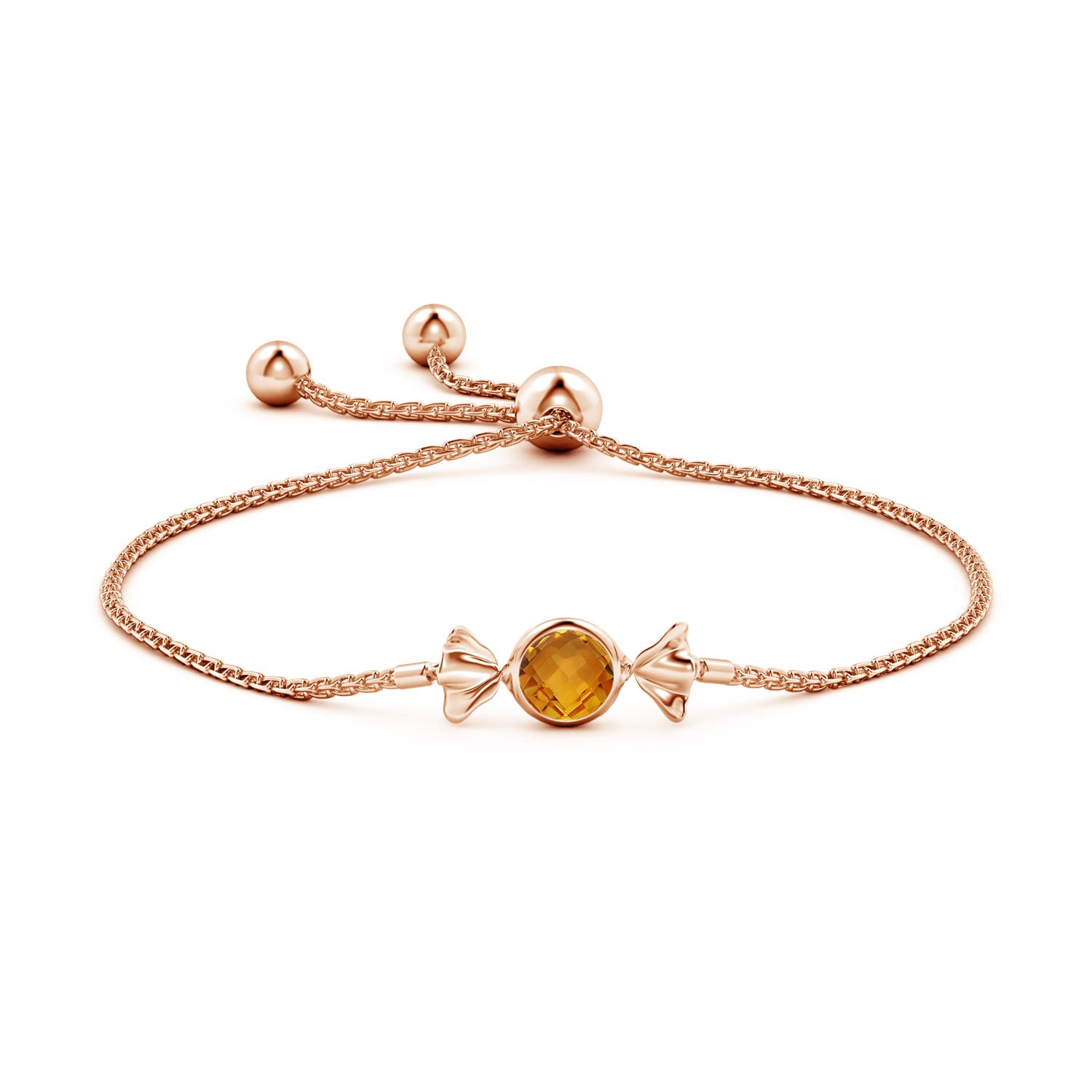 6mm AAA Sweet Treats Round Citrine Candy Bracelet in Rose Gold - side 2