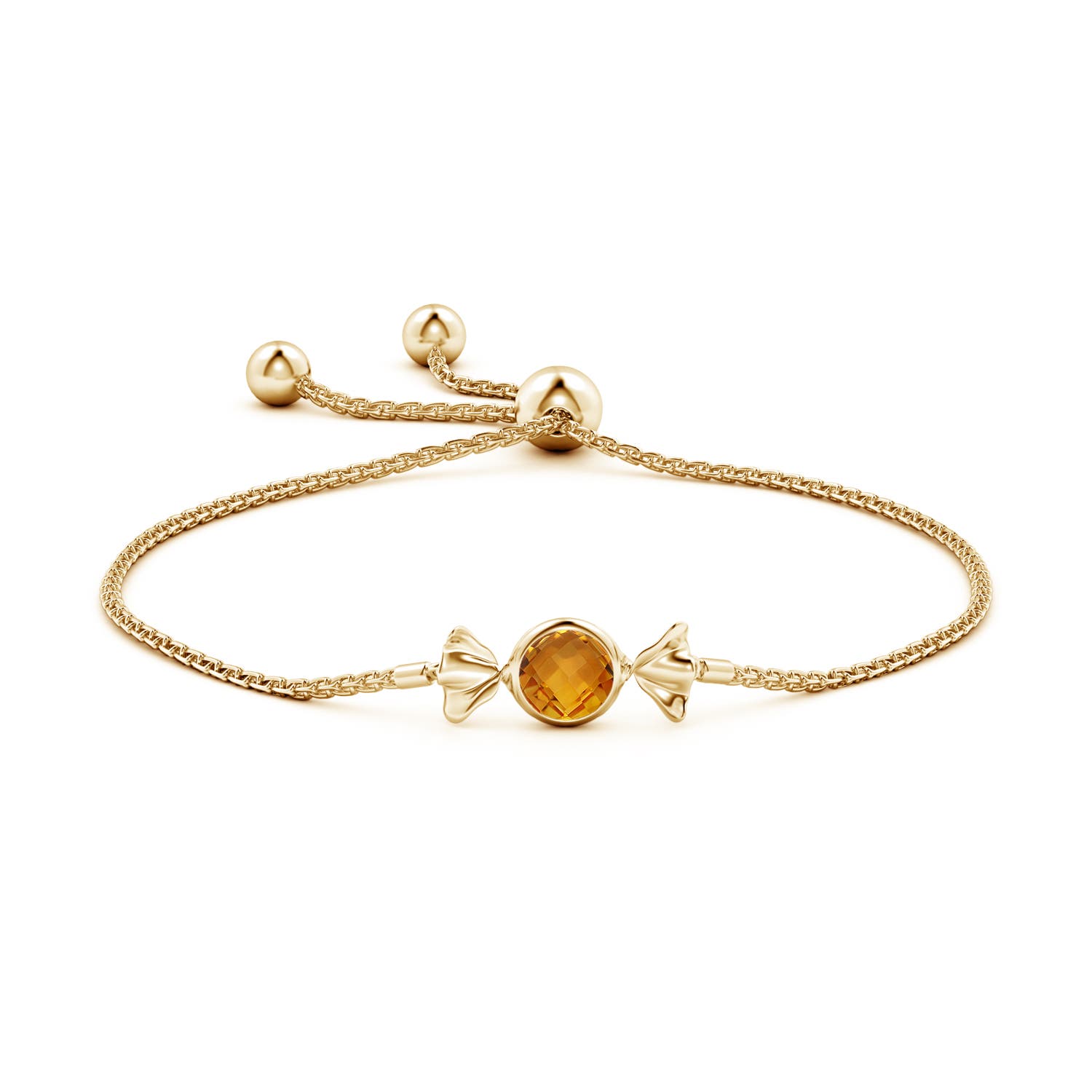 6mm AAA Sweet Treats Round Citrine Candy Bracelet in Yellow Gold
