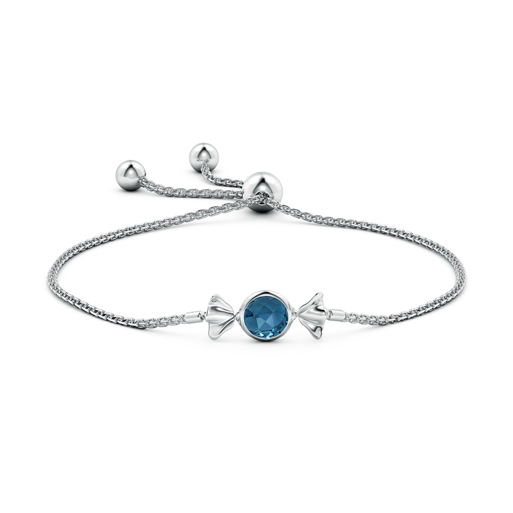 6mm AAA Sweet Treats Round London Blue Topaz Candy Bracelet in White Gold - side 199