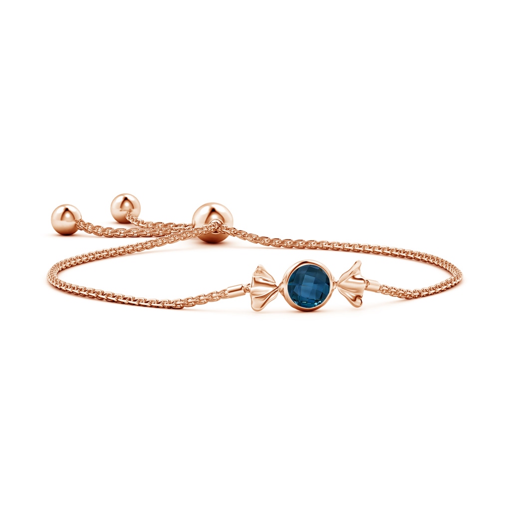 6mm AAAA Sweet Treats Round London Blue Topaz Candy Bracelet in Rose Gold