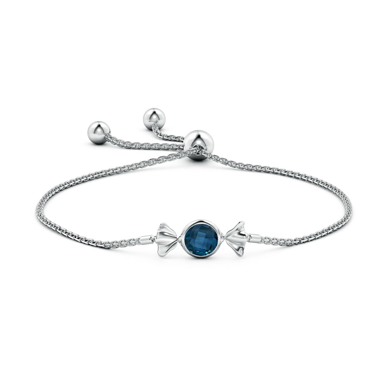 6mm AAAA Sweet Treats Round London Blue Topaz Candy Bracelet in White Gold