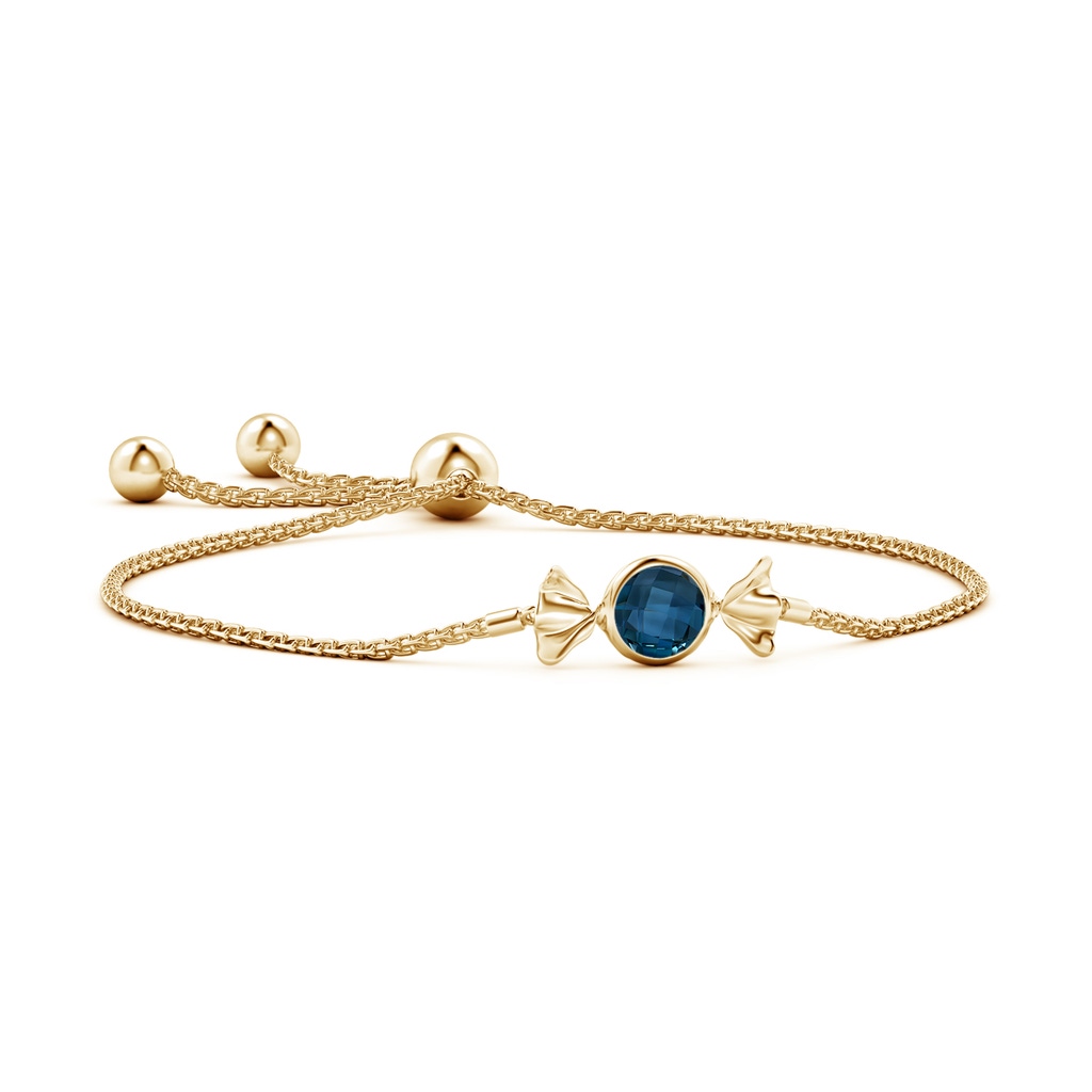 6mm AAAA Sweet Treats Round London Blue Topaz Candy Bracelet in Yellow Gold