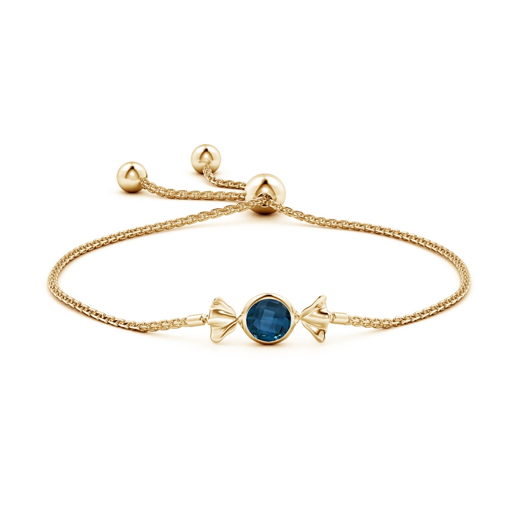 6mm AAAA Sweet Treats Round London Blue Topaz Candy Bracelet in Yellow Gold - side 199