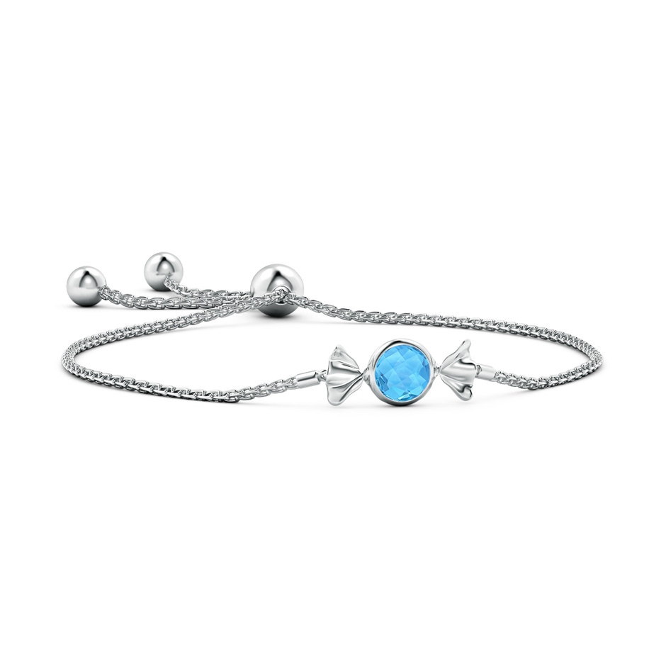 6mm AAA Sweet Treats Round Swiss Blue Topaz Candy Bracelet in White Gold 