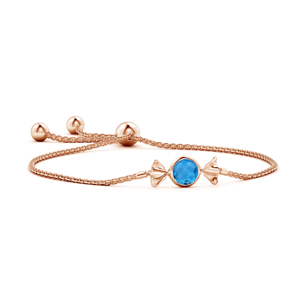 6mm AAAA Sweet Treats Round Swiss Blue Topaz Candy Bracelet in Rose Gold