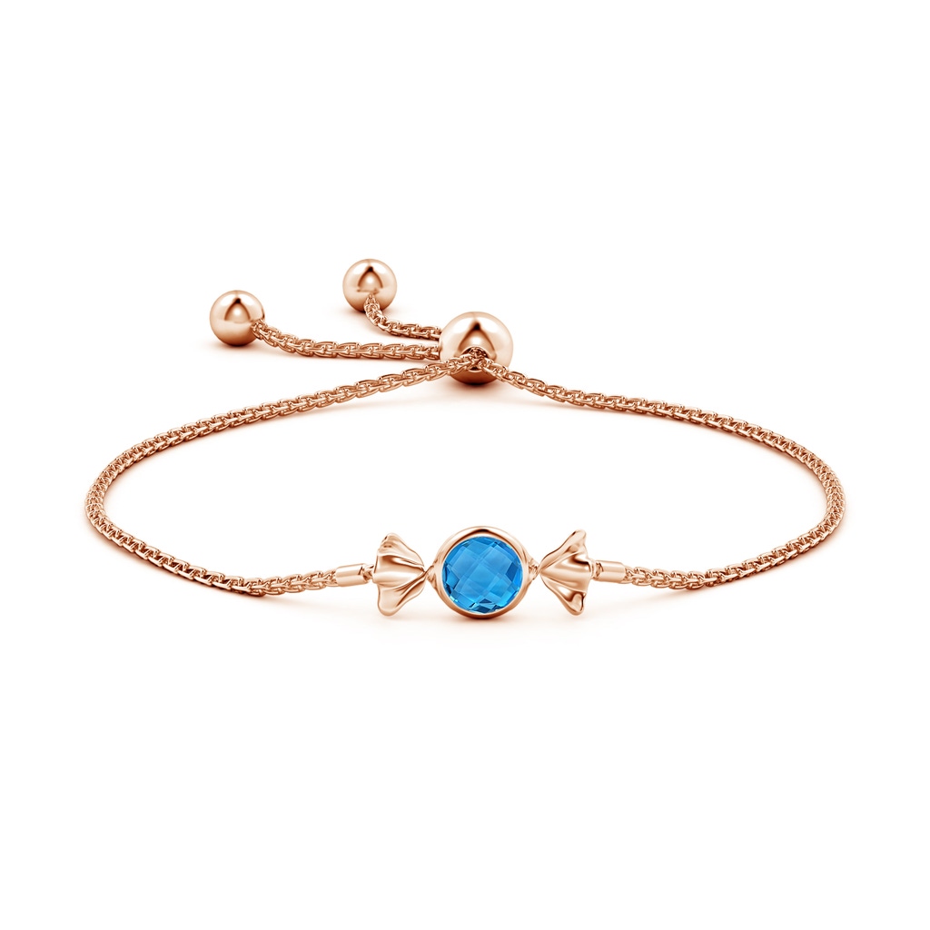 6mm AAAA Sweet Treats Round Swiss Blue Topaz Candy Bracelet in Rose Gold - side 199