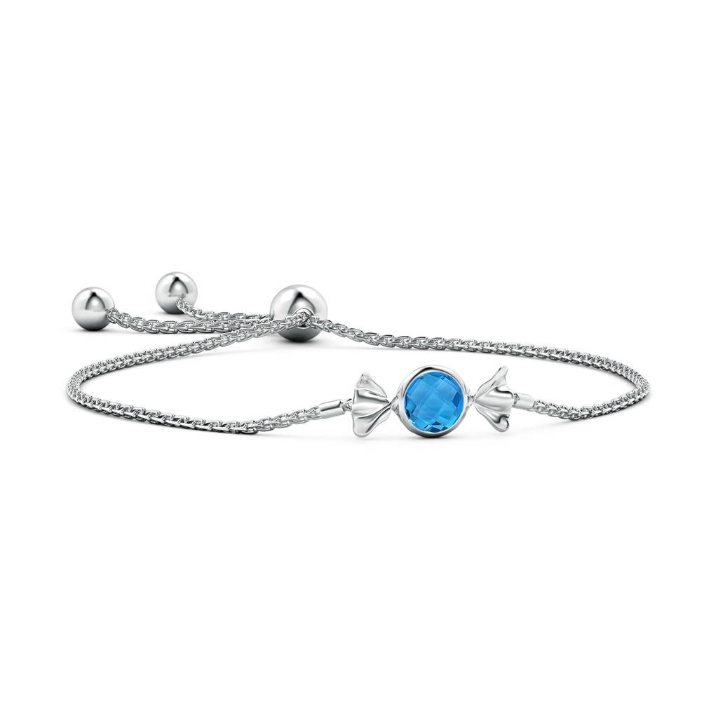 6mm AAAA Sweet Treats Round Swiss Blue Topaz Candy Bracelet in White Gold