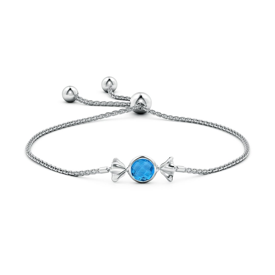 6mm AAAA Sweet Treats Round Swiss Blue Topaz Candy Bracelet in White Gold - side 2
