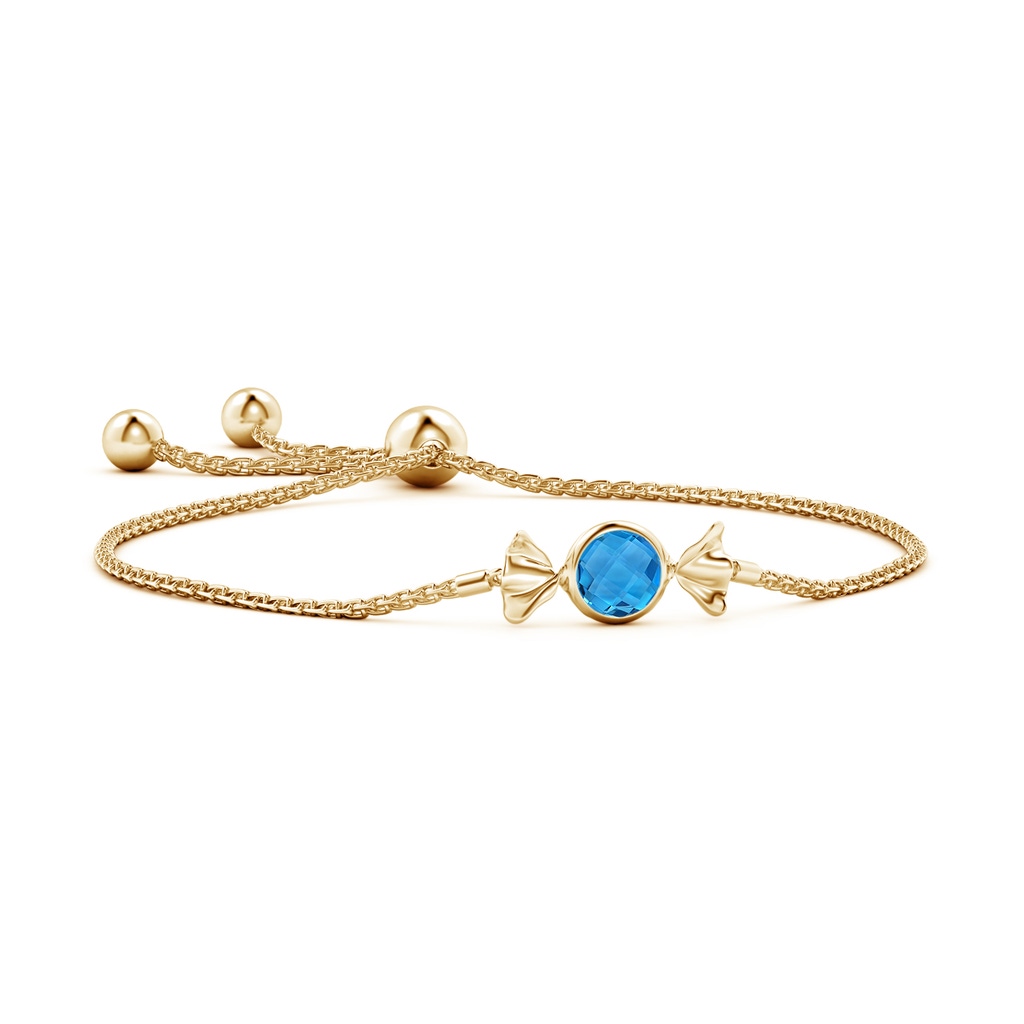 6mm AAAA Sweet Treats Round Swiss Blue Topaz Candy Bracelet in Yellow Gold