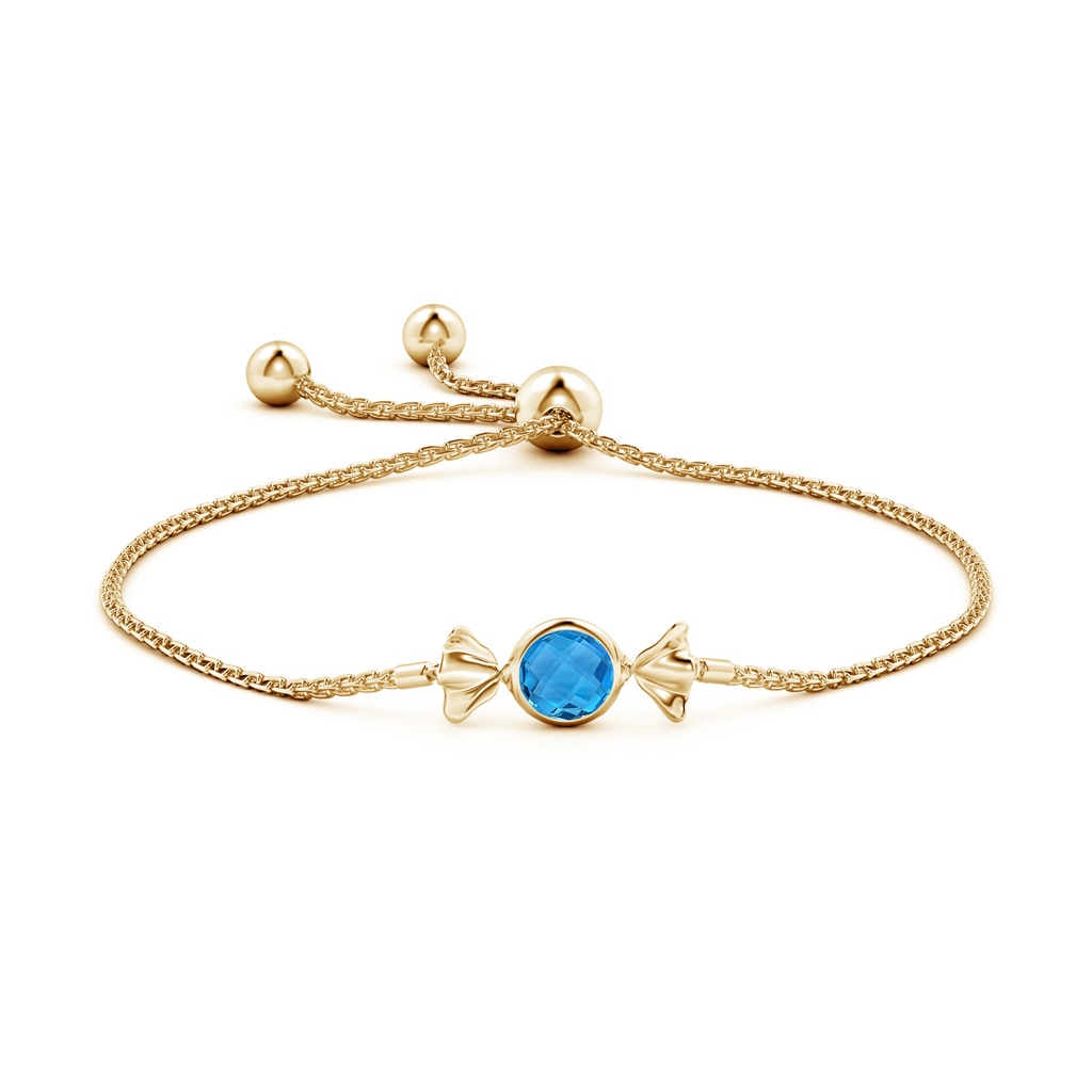 6mm AAAA Sweet Treats Round Swiss Blue Topaz Candy Bracelet in Yellow Gold - side 199
