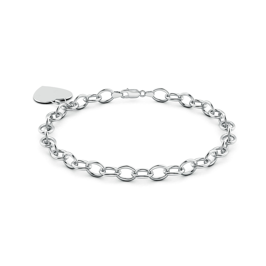 Lobster Claw 75 Heart Charm Chain Bracelet in White Gold