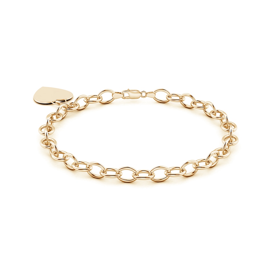 Lobster Claw 75 Heart Charm Chain Bracelet in Yellow Gold 