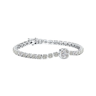 6mm KI3 Bezel-Set Cushion Diamond Tennis Bracelet in White Gold