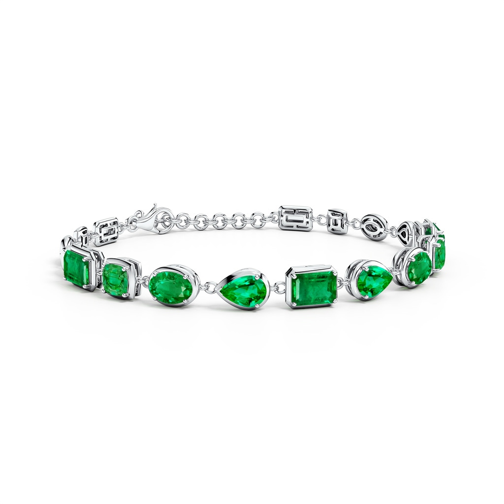 7x5mm AAA Multi-Shape Emerald Adjustable Chain Bracelet in White Gold