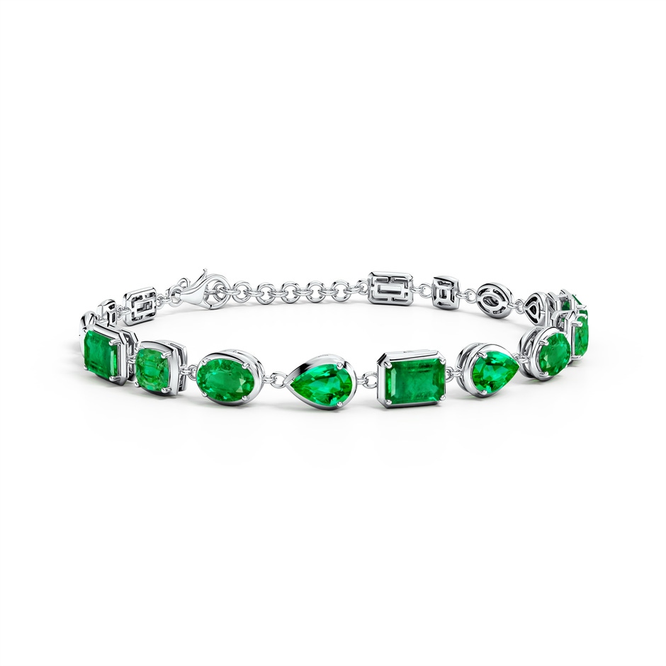 7x5mm AAA Multi-Shape Emerald Adjustable Chain Bracelet in White Gold 