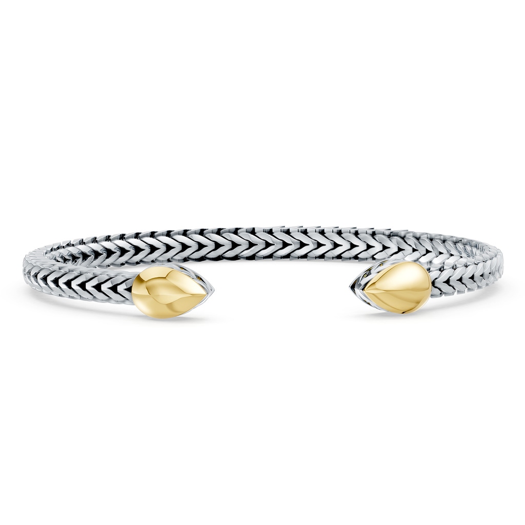 70 Oxidized Sterling Silver and 18K Yellow Gold Open Flex Cuff Bracelet in  Sterling Silver & 18K Yellow Gold