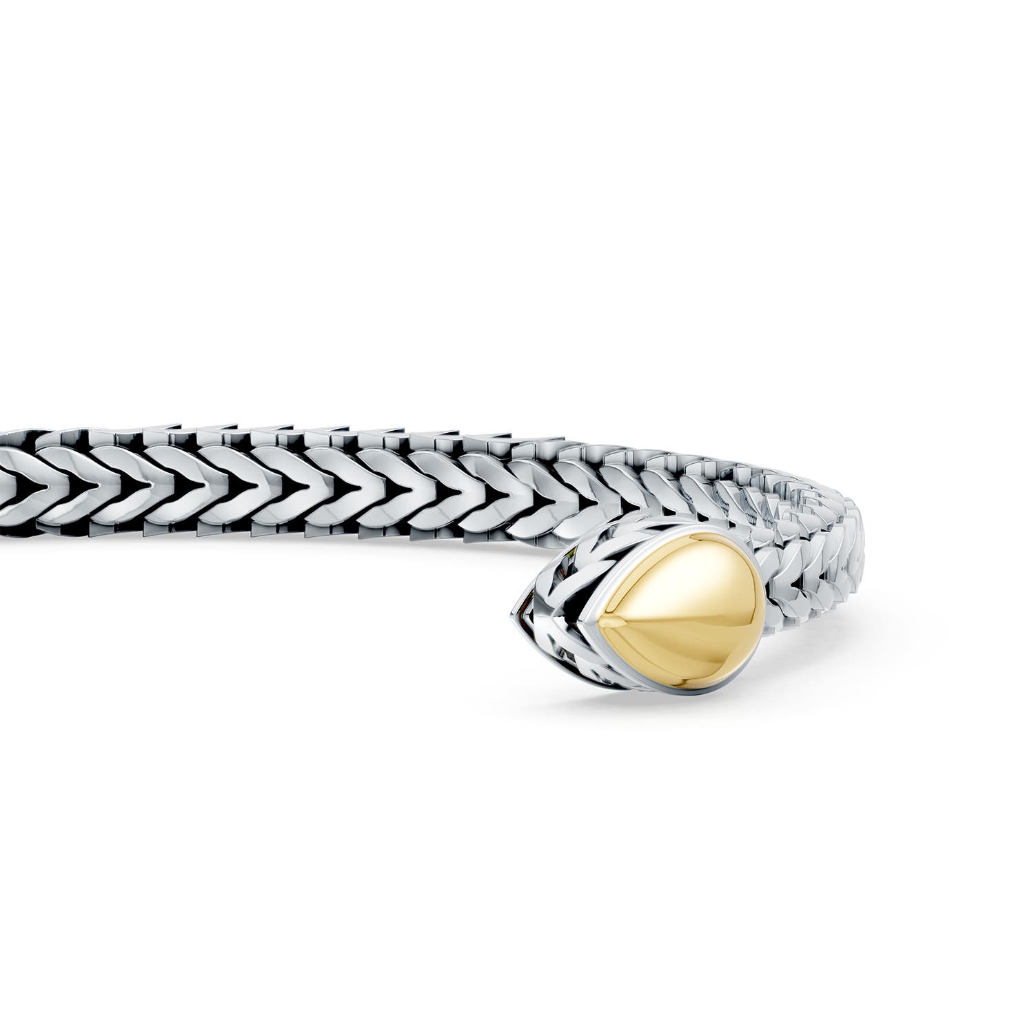 70 Oxidized Sterling Silver and 18K Yellow Gold Open Flex Cuff Bracelet in  Sterling Silver & 18K Yellow Gold - side 3