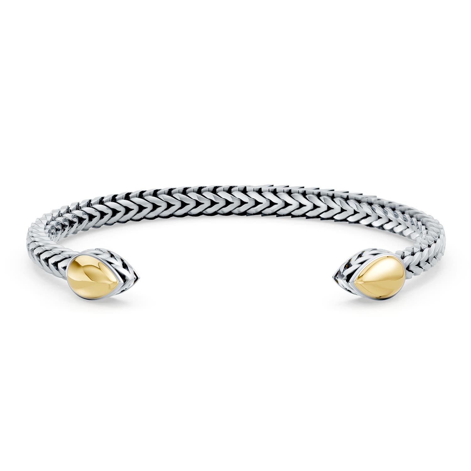 70 Oxidized Sterling Silver and 18K Yellow Gold Open Flex Cuff Bracelet in  Sterling Silver & 18K Yellow Gold - side 4