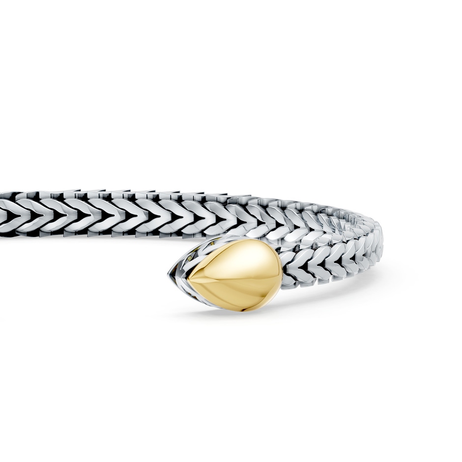 70 Oxidized Sterling Silver and 18K Yellow Gold Open Flex Cuff Bracelet in  Sterling Silver & 18K Yellow Gold side 299