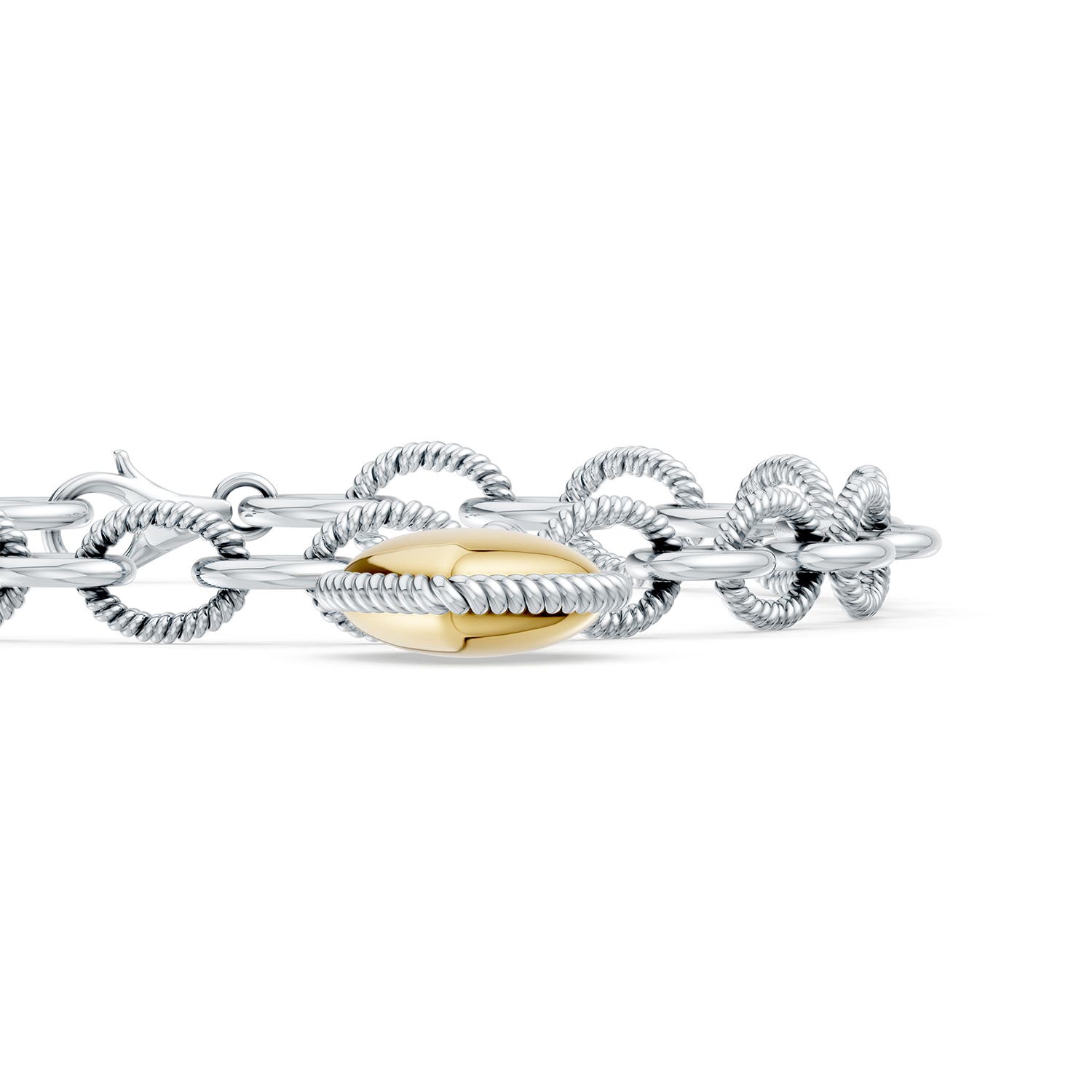 Lobster Claw 70 Oxidized Sterling Silver and 18K Yellow Gold Heart Charm Chain Bracelet in  Sterling Silver & 18K Yellow Gold - side 4