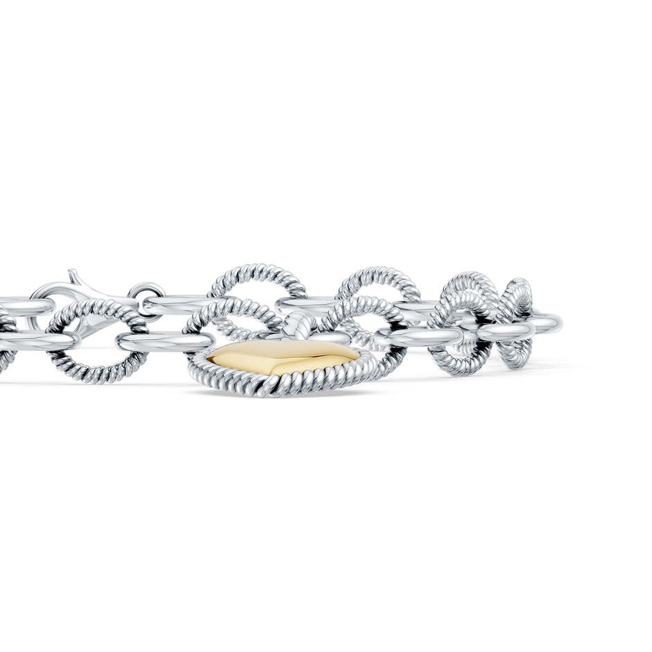 Lobster Claw 70 Oxidized Sterling Silver and 18K Yellow Gold Heart Charm Chain Bracelet in  Sterling Silver & 18K Yellow Gold side 299