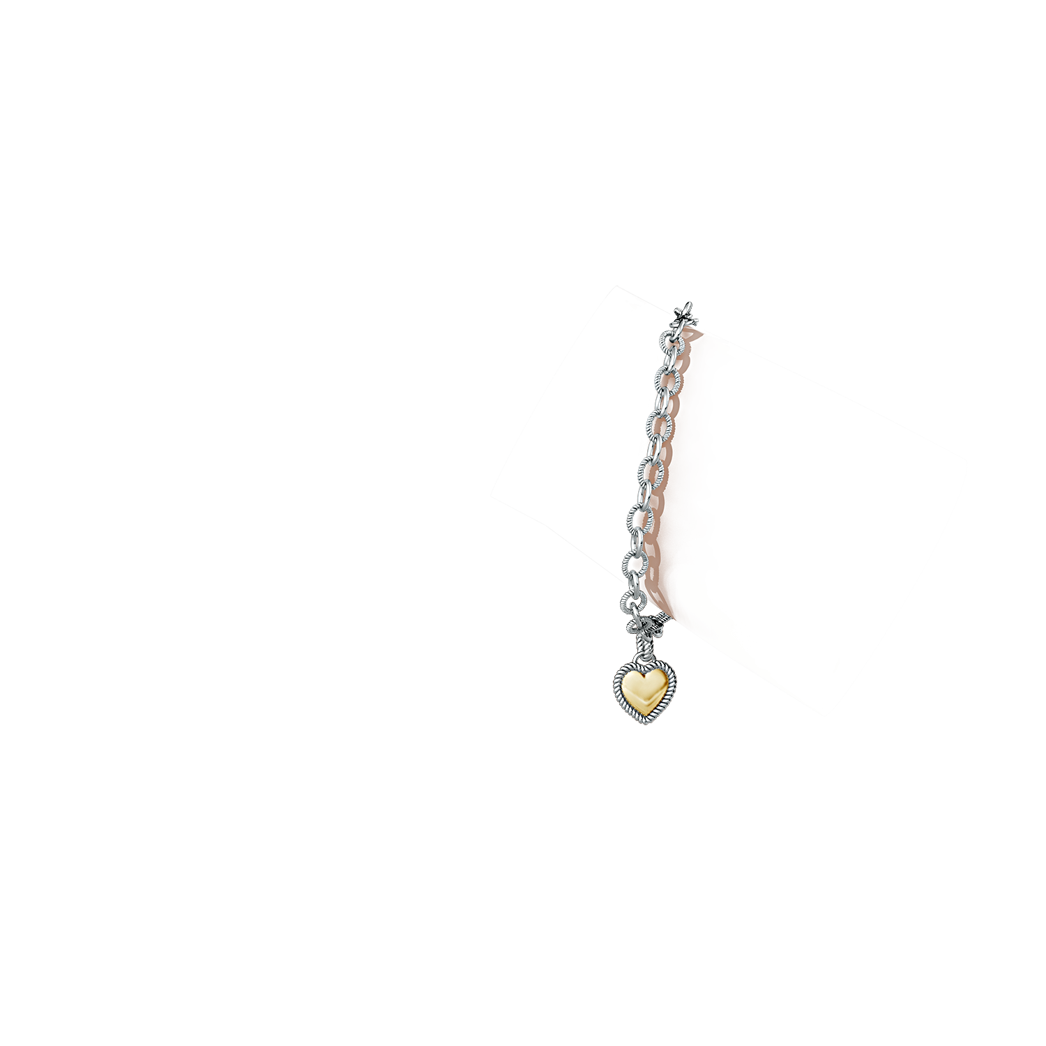 Lobster Claw 70 Oxidized Sterling Silver and 18K Yellow Gold Heart Charm Chain Bracelet in  Sterling Silver & 18K Yellow Gold - body_arm