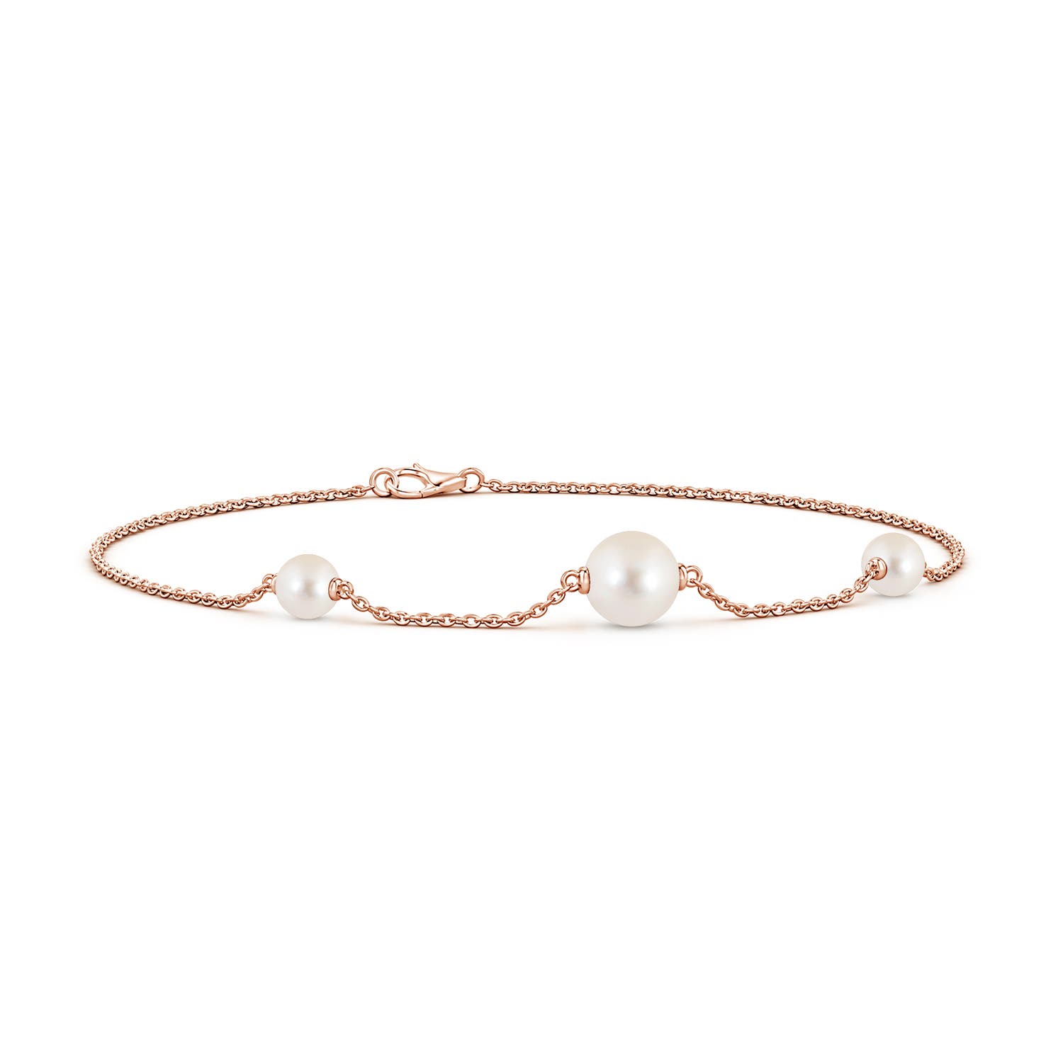 Angara 6 MM Asymmetrical Freshwater Pearl Station Chain Link Bracelet in 18K Rose Gold