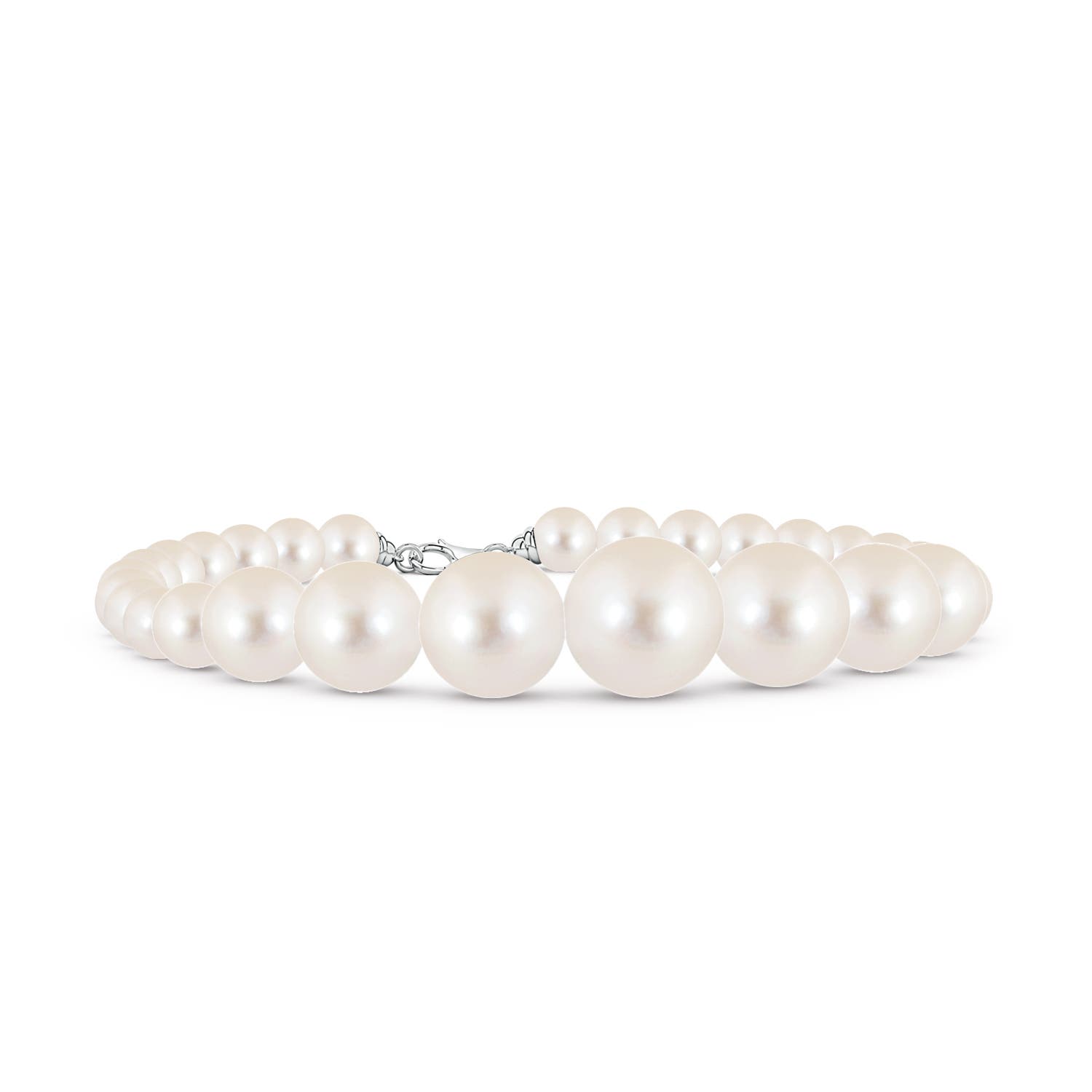 11mm AAAA Graduated Freshwater Pearl Single Strand Bead Bracelet in 18K White Gold
