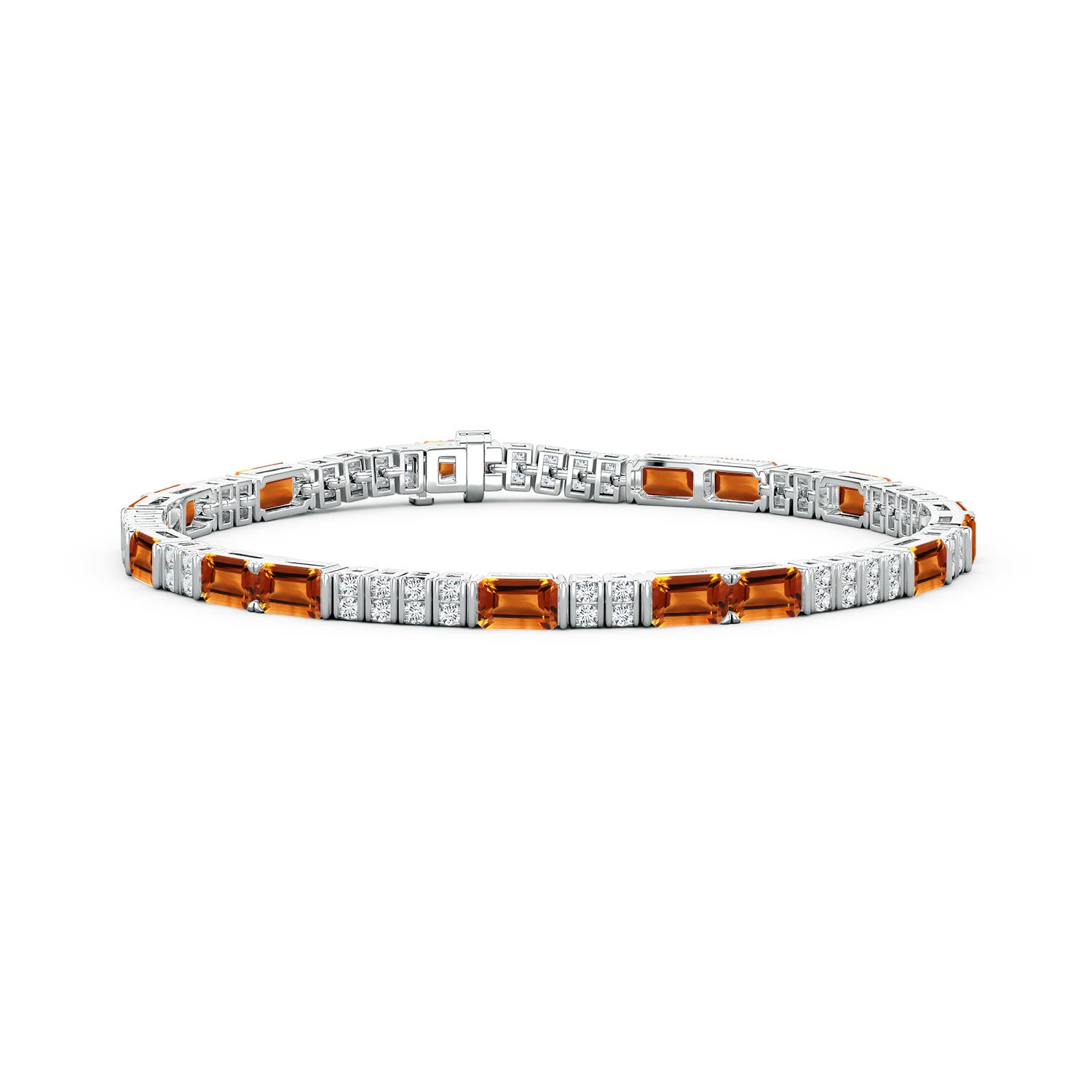 5x3mm AAAA Lee Harris x Angara Citrine and Diamond Modern Art Deco Inspired Tennis Bracelet in P950 Platinum