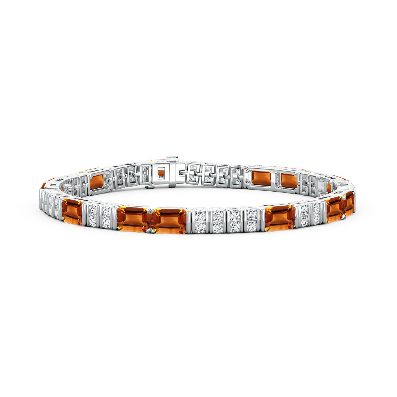 6x4mm AAAA Lee Harris x Angara Citrine and Diamond Modern Art Deco Inspired Tennis Bracelet in P950 Platinum