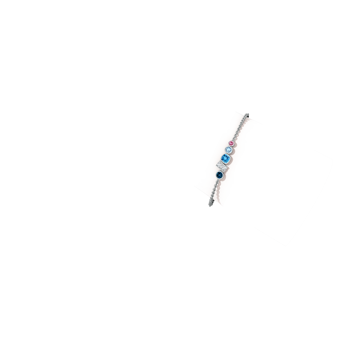 5mm AAA Lee Harris x Angara Multi-Gemstone Cluster Modern Art Deco Inspired Bracelet in White Gold - body_arm