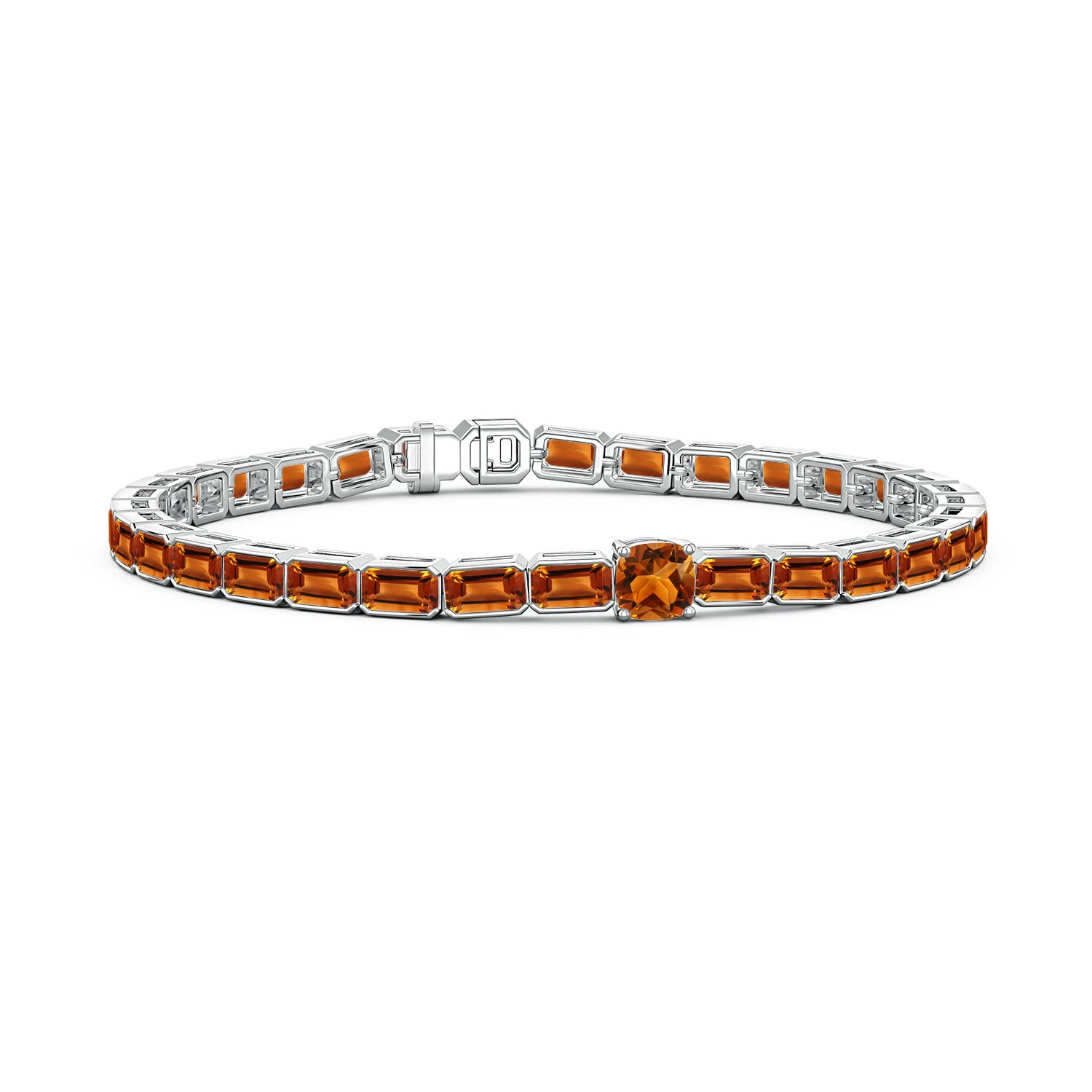 5mm AAAA Lee Harris x Angara Cushion Citrine Modern Art Deco Inspired Tennis Bracelet in P950 Platinum