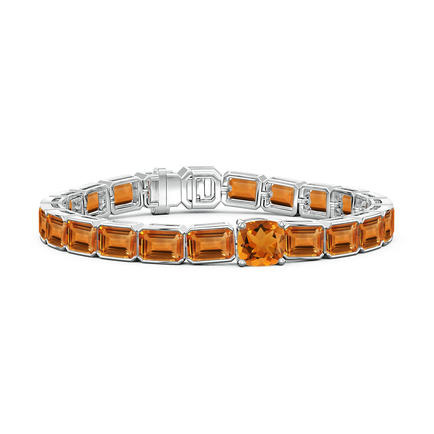 7mm AAA Lee Harris x Angara Cushion Citrine Modern Art Deco Inspired Tennis Bracelet in P950 Platinum