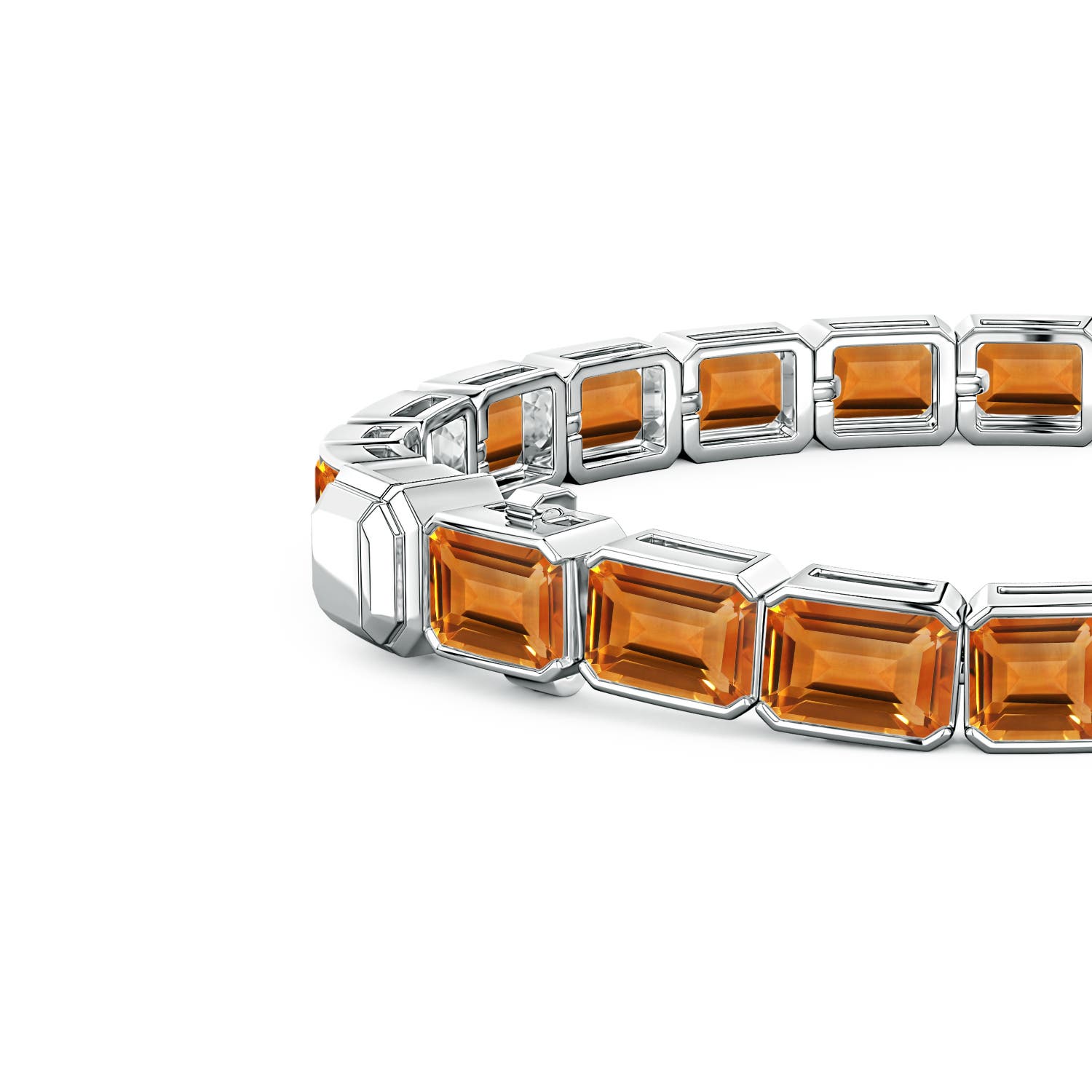 7mm AAA Lee Harris x Angara Cushion Citrine Modern Art Deco Inspired Tennis Bracelet in P950 Platinum