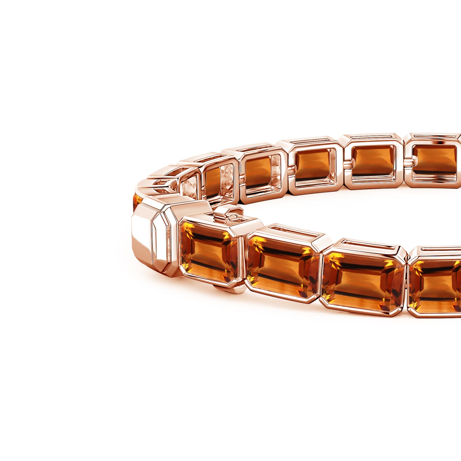 7mm AAAA Lee Harris x Angara Cushion Citrine Modern Art Deco Inspired Tennis Bracelet in 18K Rose Gold