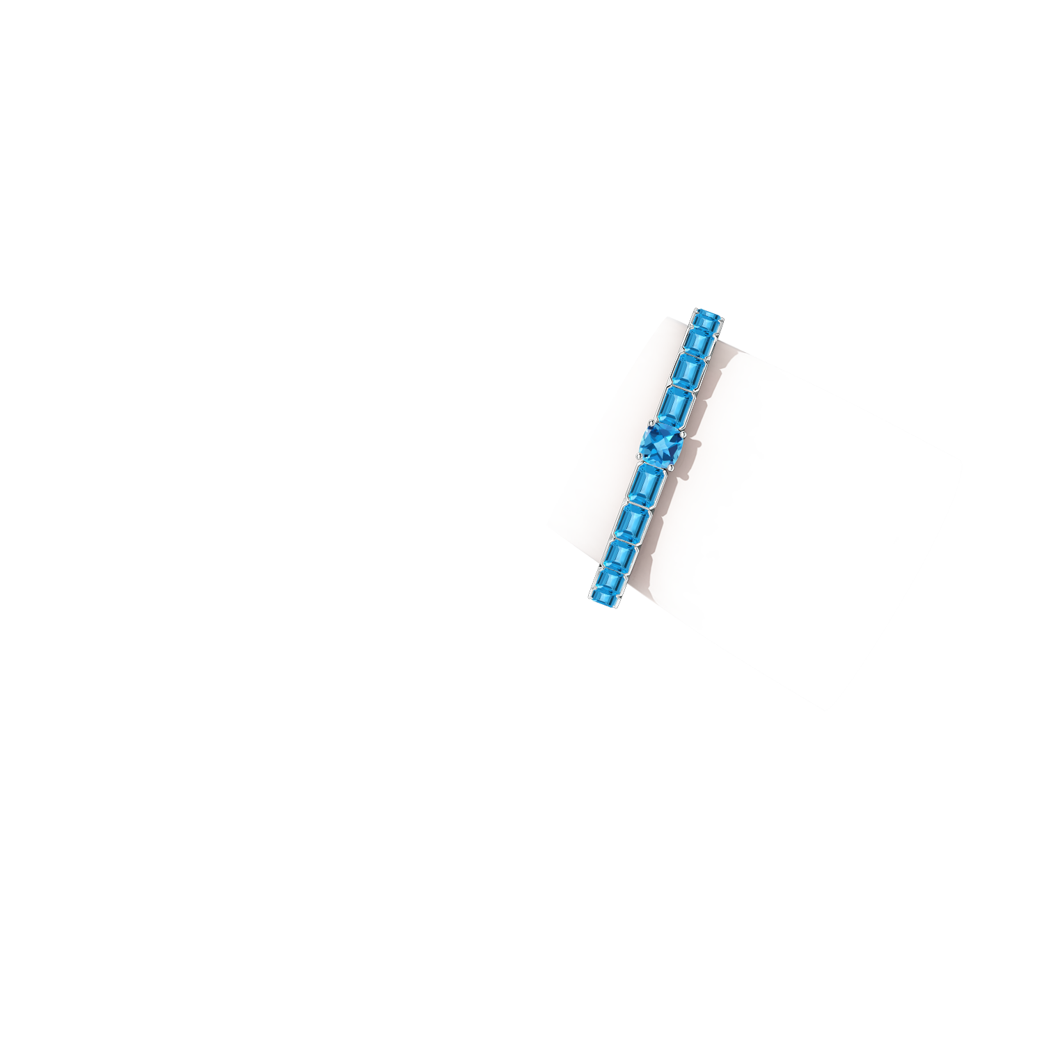 7mm AAA Lee Harris x Angara Cushion Swiss Blue Topaz Modern Art Deco Inspired Tennis Bracelet in White Gold - body_arm