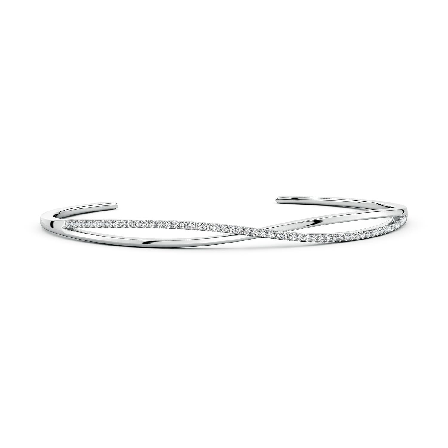 Angara 0.55 CTW U-Pavé Diamond Infinity Flex Cuff Bracelet in 18K White Gold