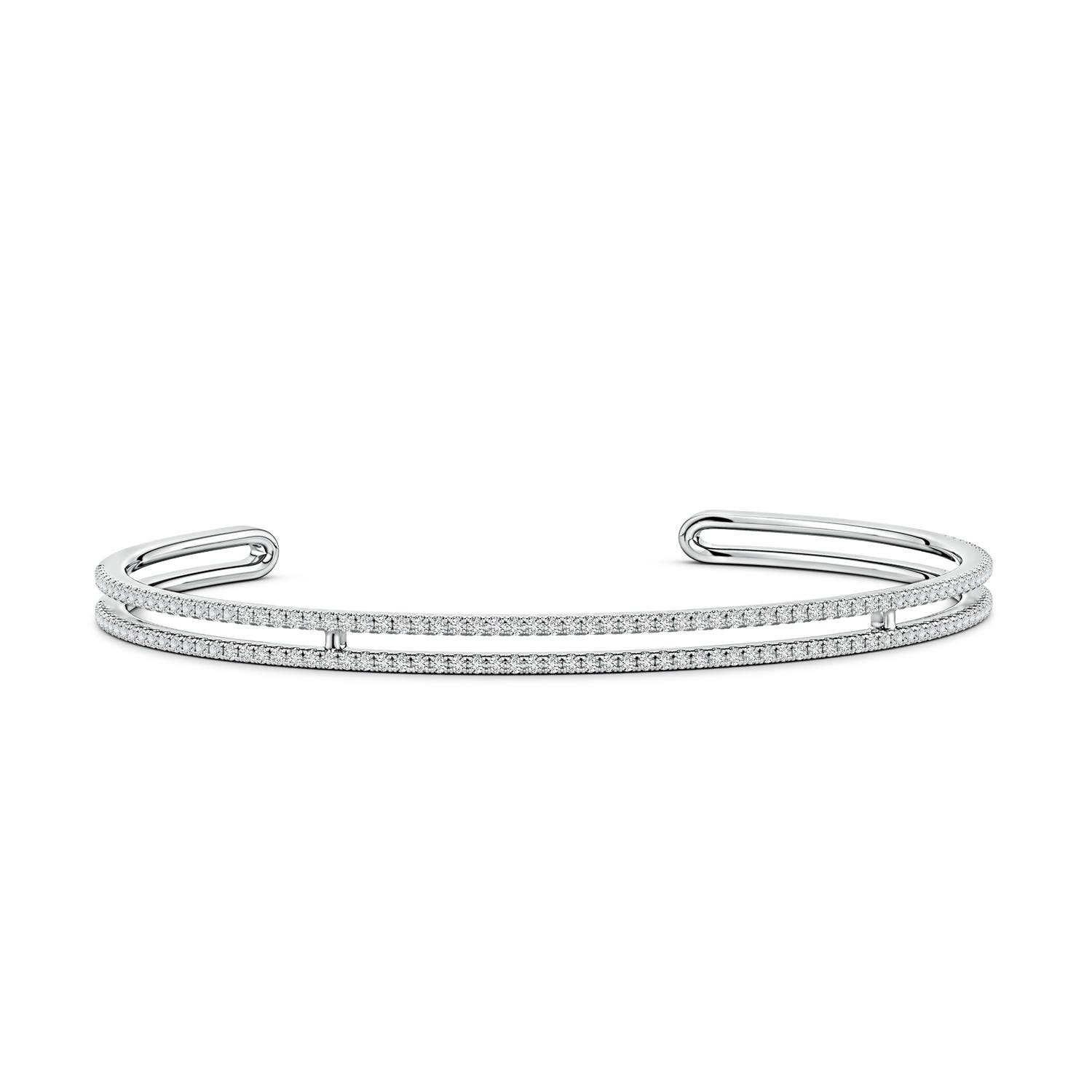 1.15mm HSI2 U-Pavé Set Diamond Parallel Row Flex Cuff Bracelet in 18K White Gold