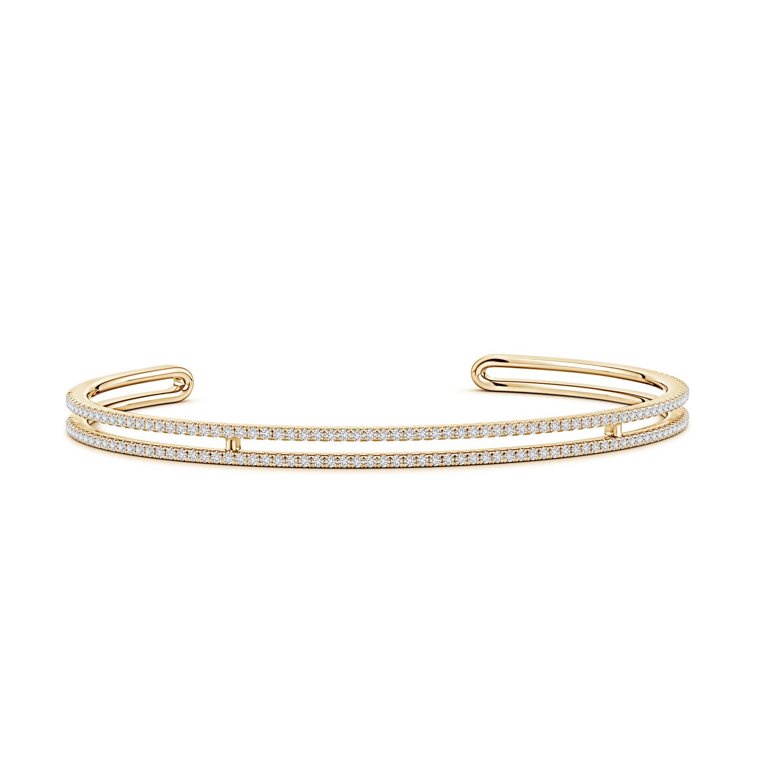 1.15mm HSI2 U-Pavé Set Diamond Parallel Row Flex Cuff Bracelet in 18K Yellow Gold