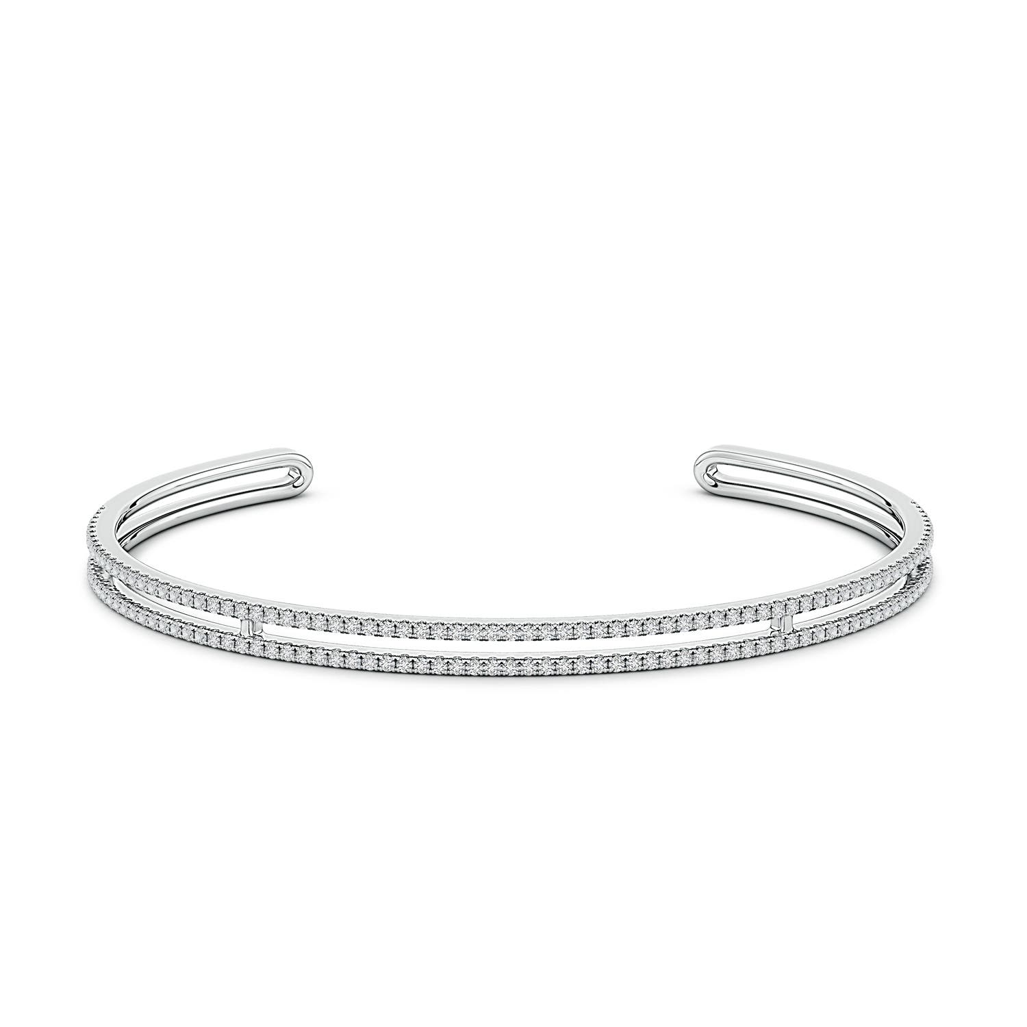 1.15mm HSI2 U-Pavé Set Diamond Parallel Row Flex Cuff Bracelet in White Gold