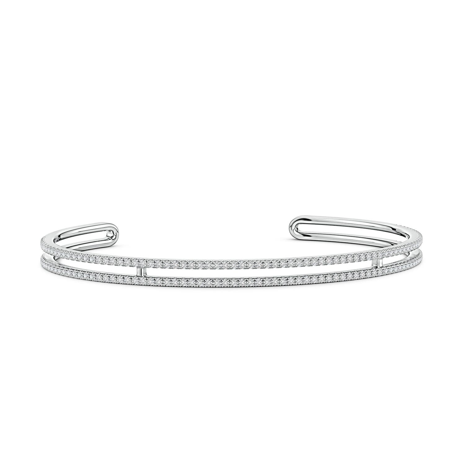 1.25mm HSI2 U-Pavé Set Diamond Parallel Row Flex Cuff Bracelet in White Gold